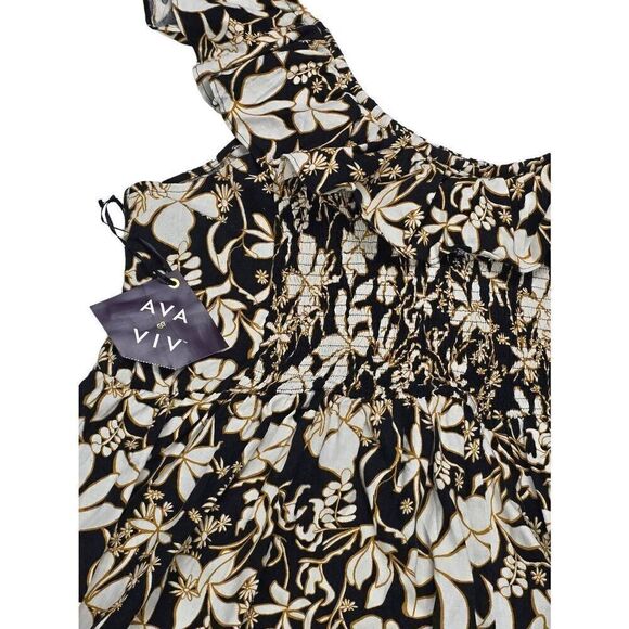 Ava & Viv Floral Ruffled Maxi Dress 3X - Picture 3 of 4